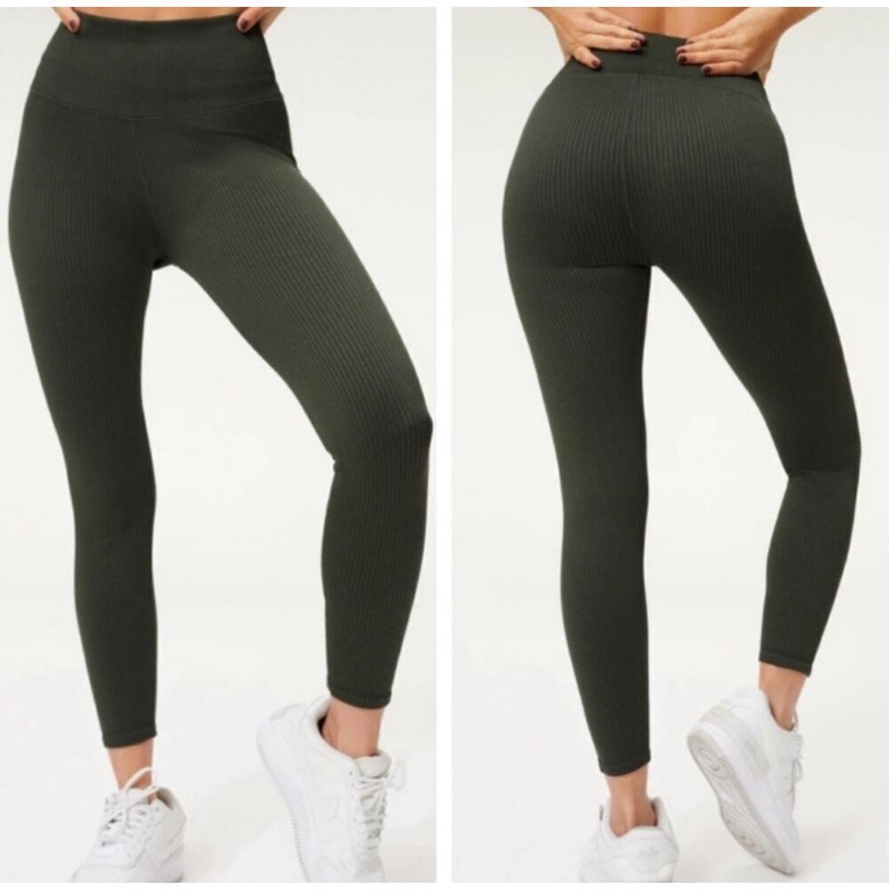 Good American Ink Green Ribbed Leggings